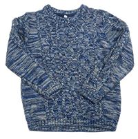 Modrý melírovaný sveter s copánkovým vzorom M&S