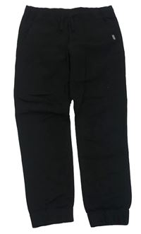 Černé plátěné cuff kalhoty H&M