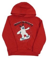 Červená mikina s Yettim a kapucňou Primark