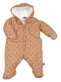 Korálová květinová šusťáková zimní kombinéza s kapucí Sergent major