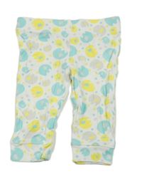 Biele ľahké tepláky so slonmi a bodkami