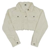 Biela rifľová crop bunda Shein