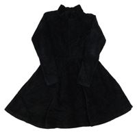 Černé žebrované sametové šaty Hema