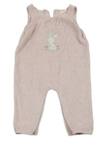 Svetloružové zamatové na traké tepláky s králikom Next