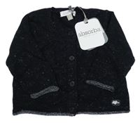 Nové - Černý třpytivý propínací svetr Absorba