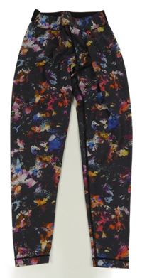 Antracitové sportovní legíny s barevnými flíčky USA pro