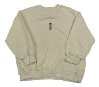 Smetanová oversize mikina s dívkou Zara