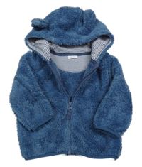 Modrá chlpatá prepínaci mikina s kapucňou Next