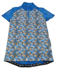 Modro-bílo-oranžové vzorované cyklistické tričko Crivit