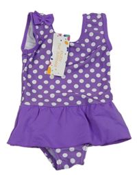 Nové - fialovo-bílé puntíkaté plavky 