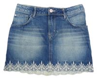 Modrá rifľová sukňa s čipkou Denim