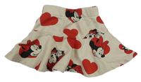 Krémová tepláková sukňa so srdiečkami a Minnie H&M