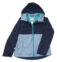 Tmavomodro-modrá šušťáková jesenná bunda s kapucňou Decathlon