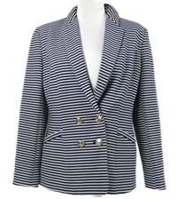 Dámsky tmavomodro-biely pruhovaný blejzer Tu