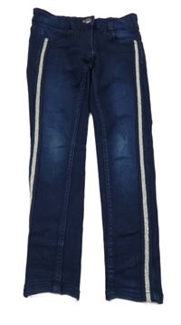 Tmavomodré rifle so stříbrnými lemy na boku Denim forever