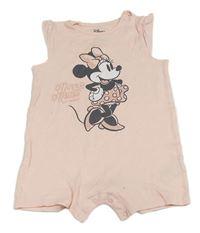 Světlerůžový puntíkatý kraťasový overal s Minnie Disney