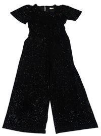 Čierny zamatový trblietavý culottes overal zn. F&F