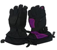 Černo-fialové šusťákové zimní rukavice 