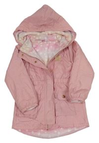 Ružová šušťáková zateplená parka s kapucňou