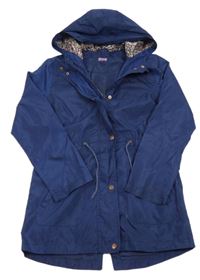 Tmavomodrá šusťáková jarní parka s kapucí Primark