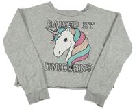 Sivá crop mikina s jednorožcom H&M