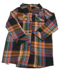 Černo-barevné kostkované košilové šaty 