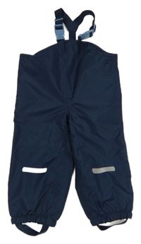 Tmavomodré šusťákové laclové kalhoty 