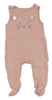 Světlerůžové dupačky s mačkou a bodkami Jojo Maman Bébé