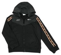 Antracitovo-černá sportovní propínací mikina s kapucí Nike