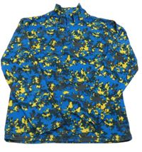 Modro-žlto-tmavomodrá vzorovaná fleecová funkčná mikina Mountain Warehouse