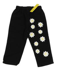 Nové - Černé rifle s kytičkami Shein