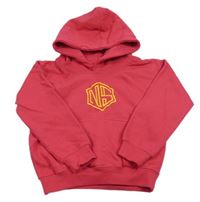 Tmavoružová mikina s logom a kapucňou