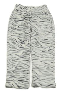 Bílo-šedé vzorované chlupaté pyžamové kalhoty Lipsy London