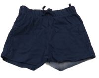 Tmavomodré bavlněné kraťasy s krajkou 