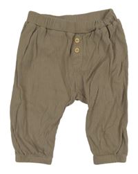 Hnedé rebrované ľahké tepláky s gombíkmi H&M