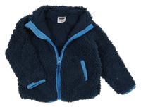 Tmavomodrá huňatá podšitá propínací mikina Lily & Dan