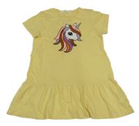 Žlté bavlnené šaty s jednorožcom H&M