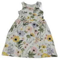 Nové - Bielo-kvetované bavlnené šaty H&M