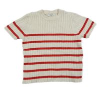 Smetanovo-červené pruhované pletené tričko Primark
