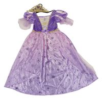 Nové - Kostým - 2 set - Lila-zlaté saténové šaty + korunka - Locika Disney