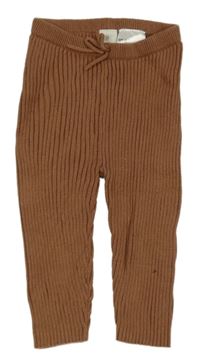 Kakaové rebrované pletené legíny H&M