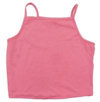 Neónově ružový rebrovaný crop top George