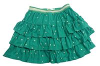 Zelené bavlnená vrstvená sukňa s bodkami Boden