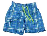 Modro-zeleno-biele kockované plážové kraťasy Lindex