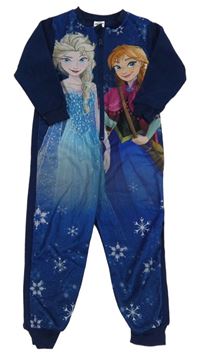 Tmavomodrý fleecový overal s Annou a Elsou Disney 