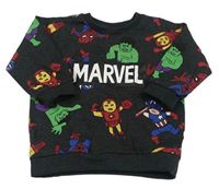 Tmavošedá mikina s hrdiny Marvel