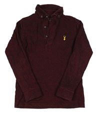 Červeno-čierne melírované polo tričko s jeleňom Next