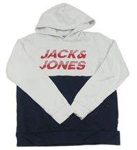 Bílo-tmavomodrá mikina s logem Jack & Jones