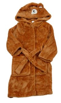 Medový chlupatý župan s kapucí - medvěd Name it