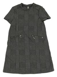 Sivo-biele kockované šaty so zipy Kiabi